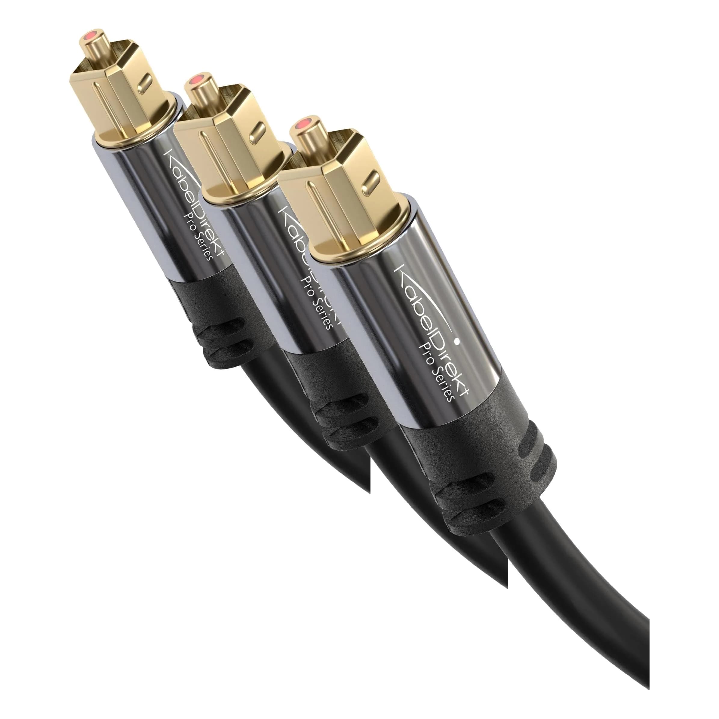 KabelDirekt 6 ft Optical Audio Cable (Pack of 3) | S/PDIF Digital Fiber Optic Cord for Home Cinema, Soundbar, Xbox One/PS4 - main product image