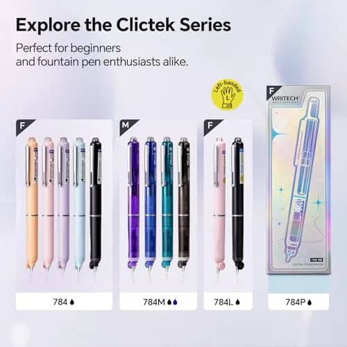 WRITECH Clictek Retractable Fountain Pen Fine Point 0.5mm (Pink) | Smooth Ink Flow thumbnail 7