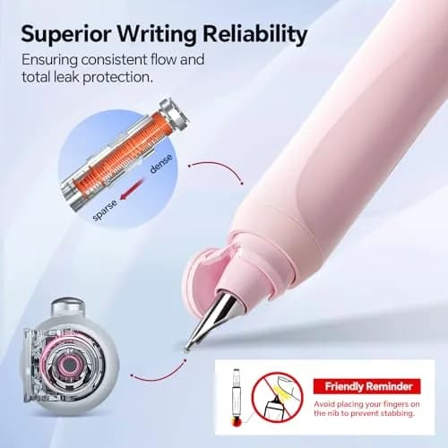 WRITECH Clictek Retractable Fountain Pen Fine Point 0.5mm (Pink) | Smooth Ink Flow thumbnail 4