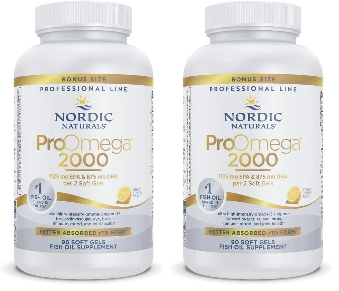 Nordic Naturals ProOmega 2000 Lemon Flavor | 2150 mg Omega-3 in 90 Soft Gels for Brain, Heart & Immune Support — Softgel