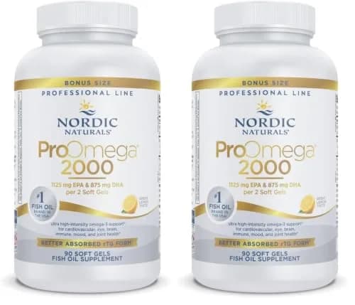 Nordic Naturals ProOmega 2000 Lemon Flavor | 2150 mg Omega-3 in 90 Soft Gels for Brain, Heart & Immune Support thumbnail 1