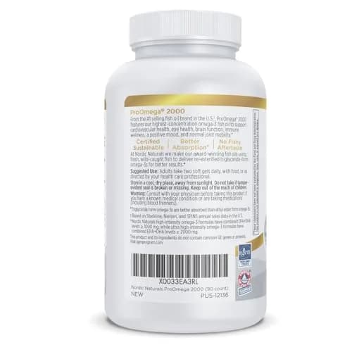 Nordic Naturals ProOmega 2000 Lemon Flavor | 2150 mg Omega-3 in 90 Soft Gels for Brain, Heart & Immune Support thumbnail 4