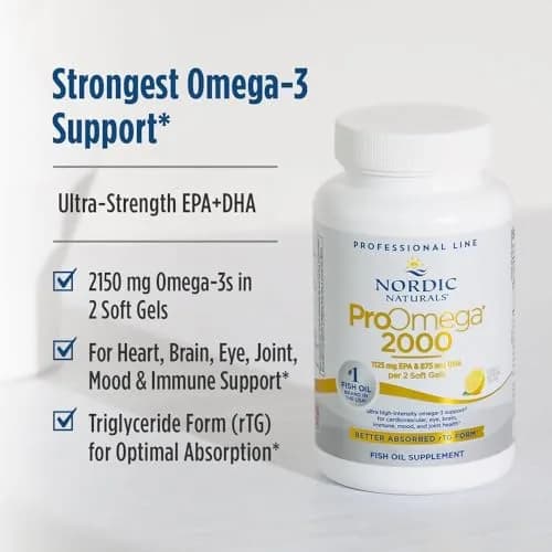 Nordic Naturals ProOmega 2000 Lemon Flavor | 2150 mg Omega-3 in 90 Soft Gels for Brain, Heart & Immune Support thumbnail 2