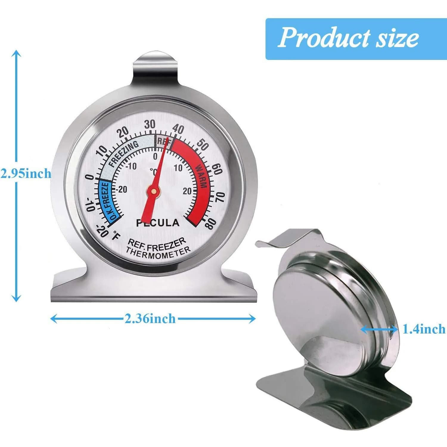 PECULA Refrigerator Thermometer 6 Pack | -30-30°C (20-80°F) Classic Dial Freezer Thermometer - view 3