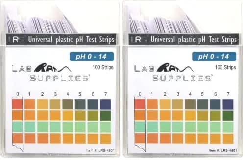 LabRat Supplies Plastic pH Test Strips | Universal pH 0-14, 100 Strips Pack of 2 for Water, Soil, Urine, Food, Liquids, Soil Testing thumbnail 1
