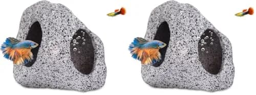 Ameliade Ceramic Aquarium Cave Decoration (Pack of 2) | Medium Hideout for Betta, Shrimp, Cichlid, Small Fish thumbnail 1