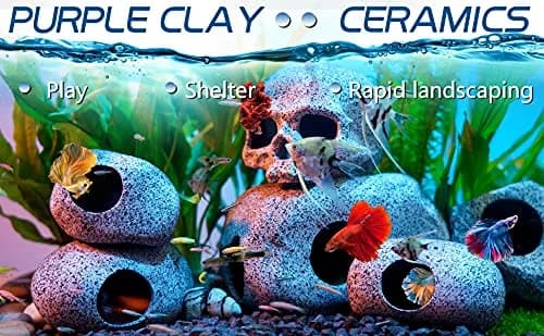 Ameliade Ceramic Aquarium Cave Decoration (Pack of 2) | Medium Hideout for Betta, Shrimp, Cichlid, Small Fish thumbnail 3