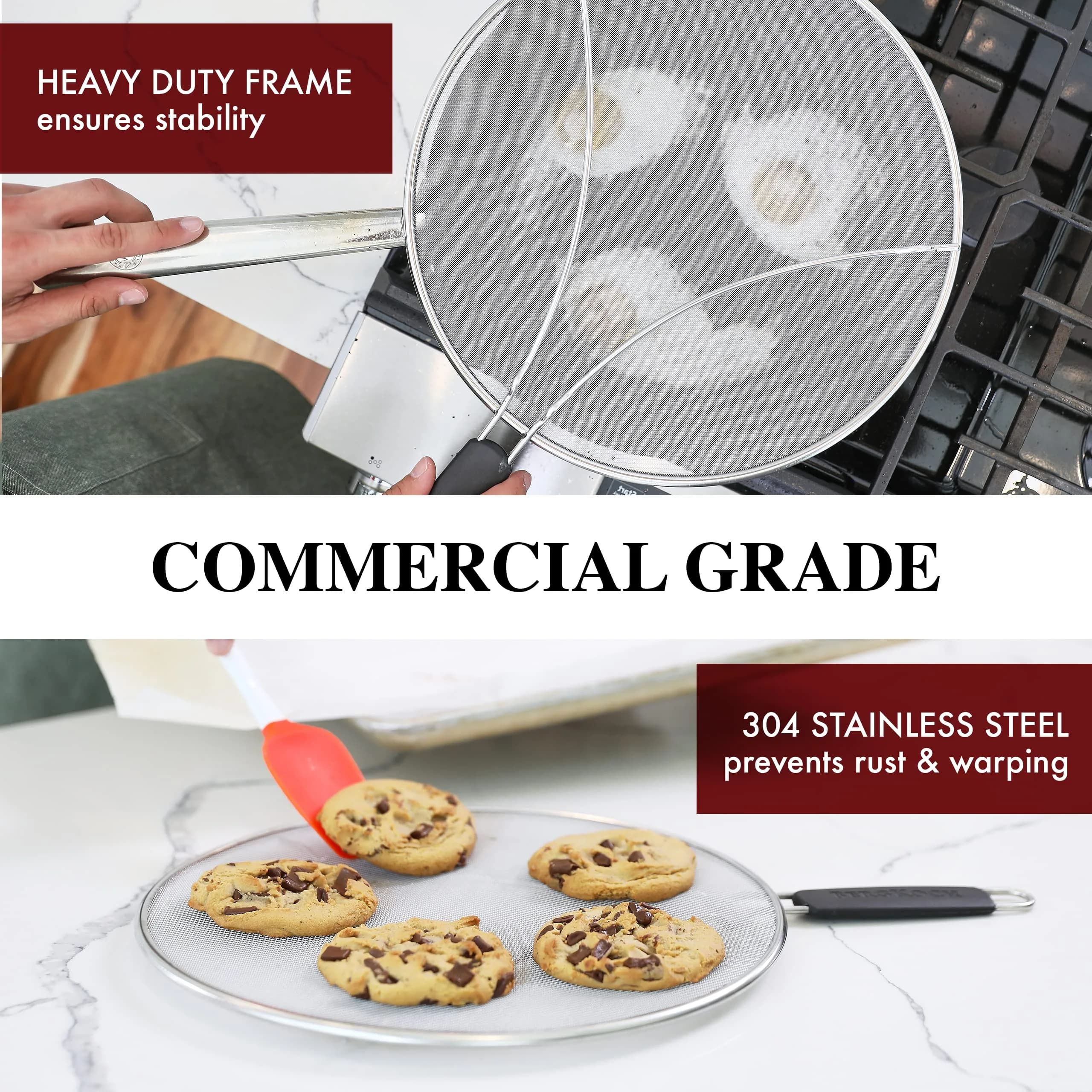 BergKoch Splatter Screen for Frying Pan - 13 Inch Stainless Steel Grease Splatter Guard (Pack of 2) | Premium German Quality - view 6