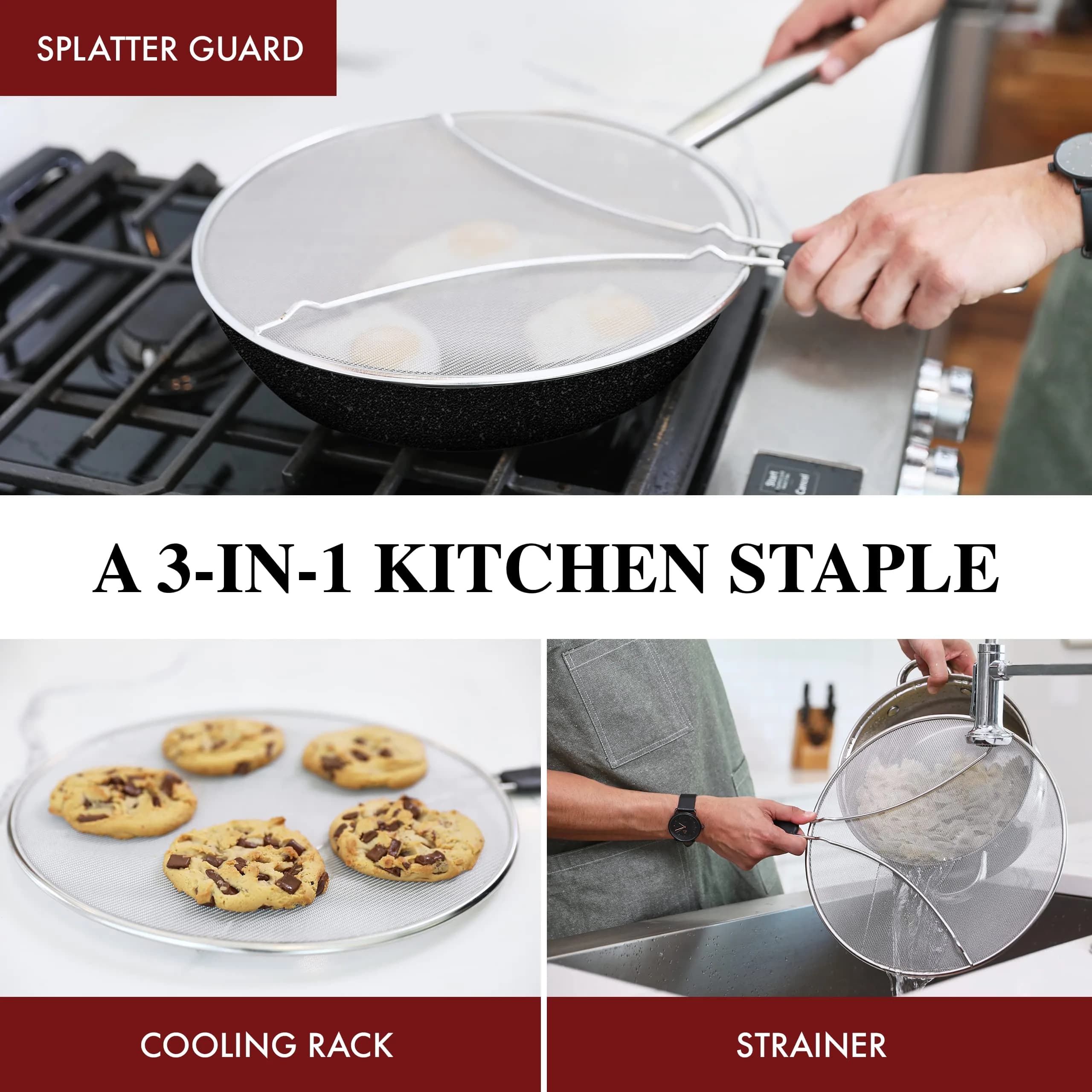 BergKoch Splatter Screen for Frying Pan - 13 Inch Stainless Steel Grease Splatter Guard (Pack of 2) | Premium German Quality - view 4