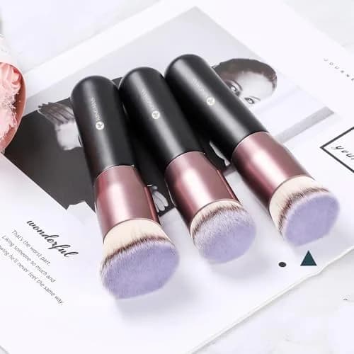 KINGMAS Flat Top Kabuki Foundation Brush Pack of 3 | Premium Makeup Brush for Liquid, Cream, Powder, Blush, Buffing, Stippling Face Makeup Tools (Black, A (Flat Top)) thumbnail 7