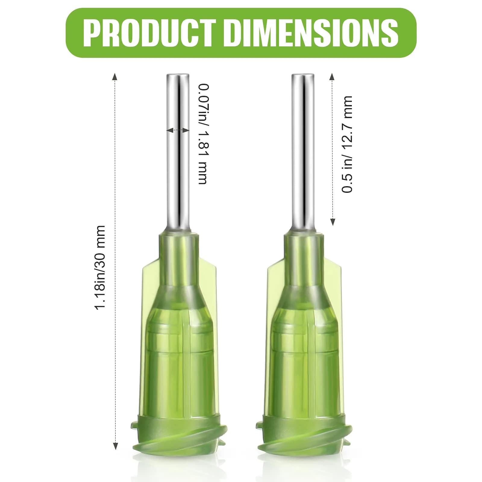 Honoson Blunt Tip Needles 1/2 Inch Luer Lock, Green, 150 Pcs | Industrial Dispensing for Adhesives & Crafts - view 2