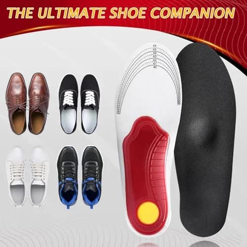 Ailaka High Arch Support Shoe Insoles for Flat Feet - Orthotic Insoles for Men & Women, Plantar Fasciitis Relief (Pack of 2, Black) thumbnail 7