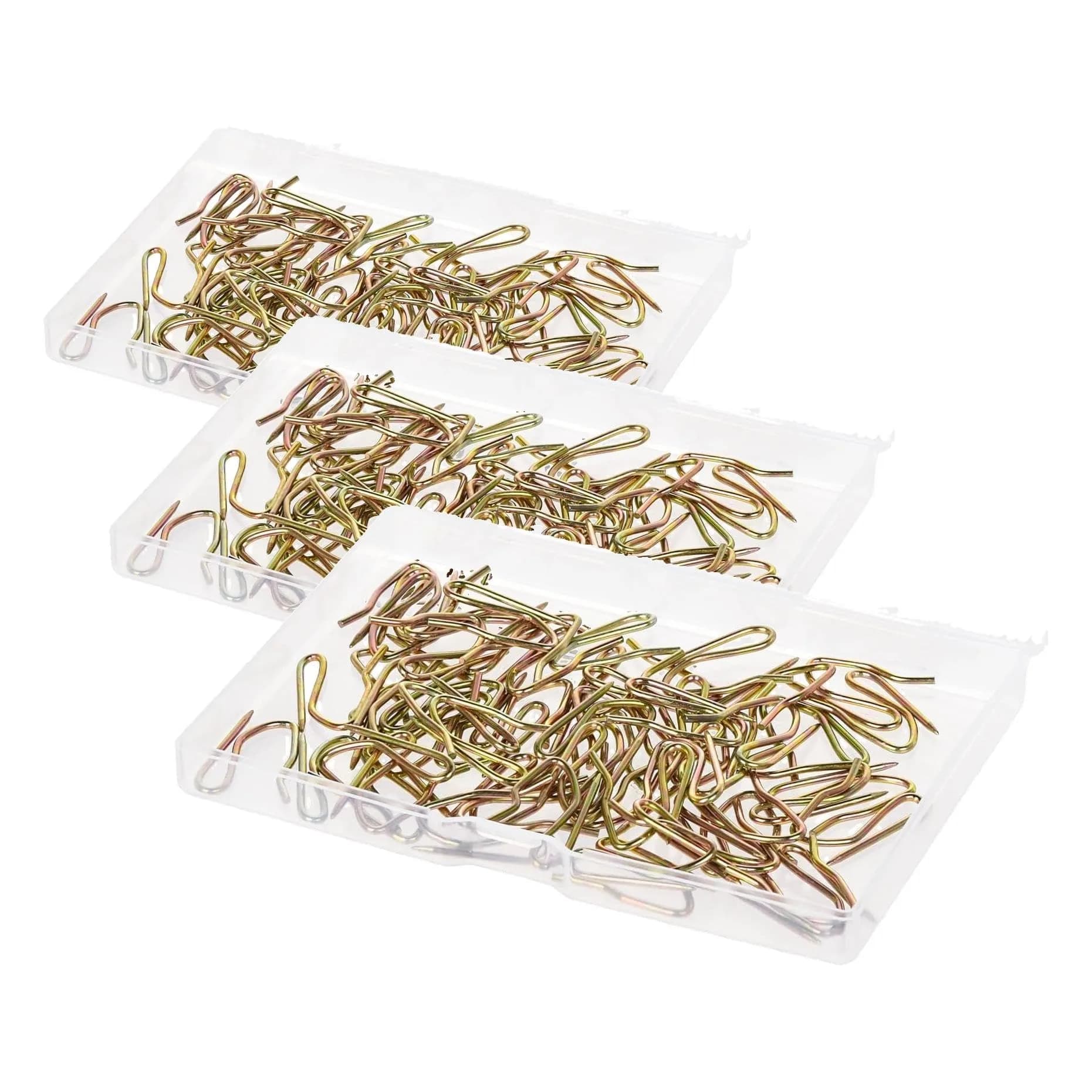Nydotd Mini Metal Curtain Hooks 1 inch (2.5 cm) Vintage Bronze | Pack of 3 (58 Hooks Total) | Rustproof Offset Pin-On Drapery Hooks for Thin Curtains — Pack of 3