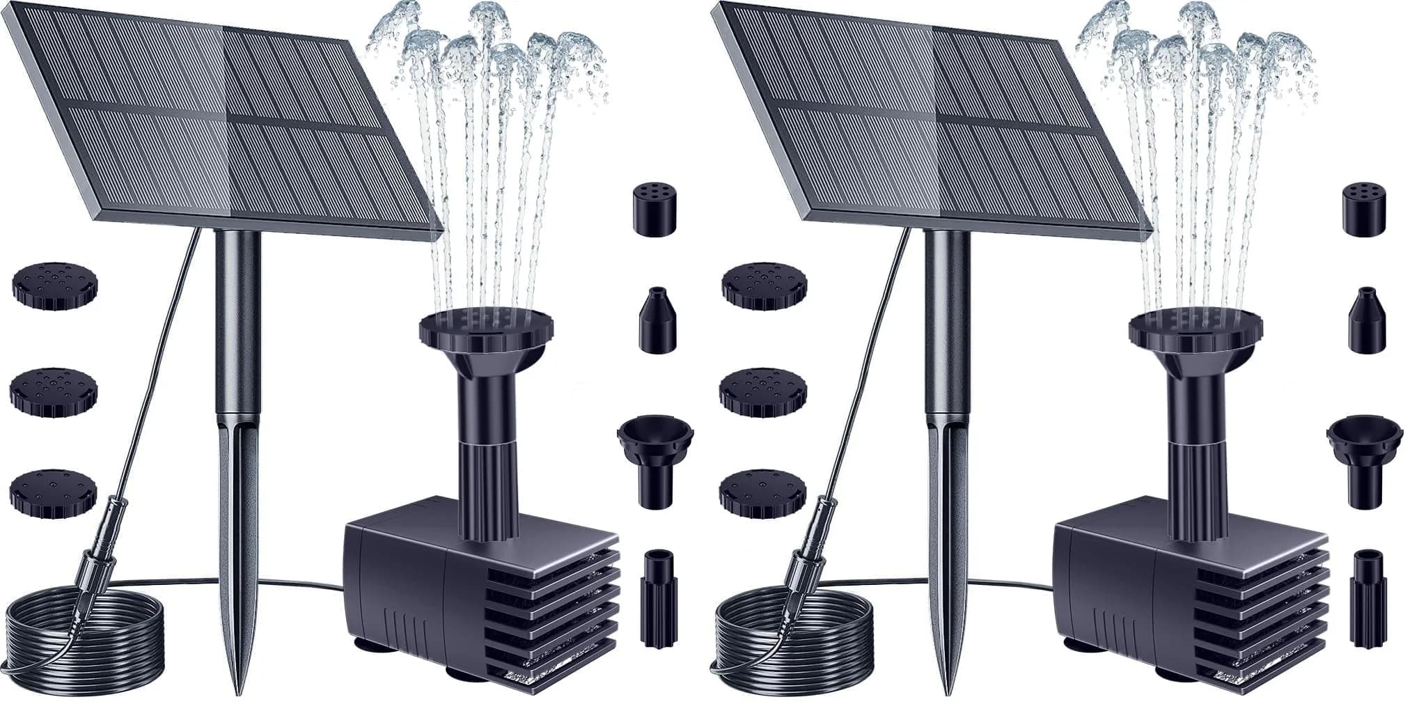 Biling Solar Water Pump Outdoor, Upgraded Solar Fountain Pump Kit with Stake, Solar Powered Water Pump for Bird Bath, Garden, Backyard, Pool, Fish Tank (Pack of 2) — Pack of 2