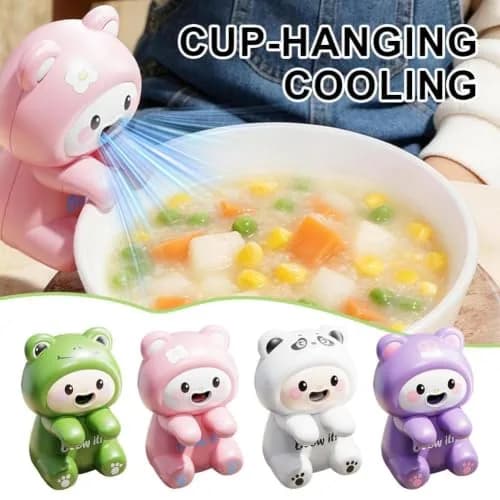 Generic Cute Cat Animal Mini Fan for Cup & Bowl, Purple Cat, 8.5cm (3.35") | Hygienic Hands-Free Cooling thumbnail 2