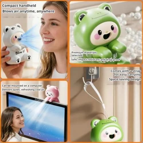 Generic Cute Cat Animal Mini Fan for Cup & Bowl, Purple Cat, 8.5cm (3.35") | Hygienic Hands-Free Cooling thumbnail 3