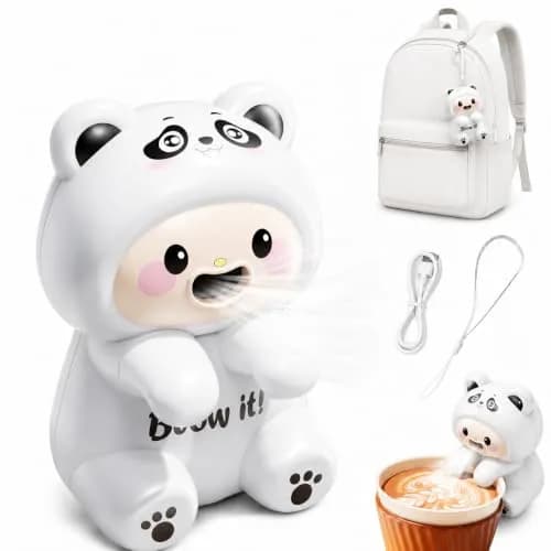 Generic Clip-On Mini Fan for Cup & Bowl, Cute Animal Design, USB-C Rechargeable | 8.5cm (3.35") Cooling Blower thumbnail 1