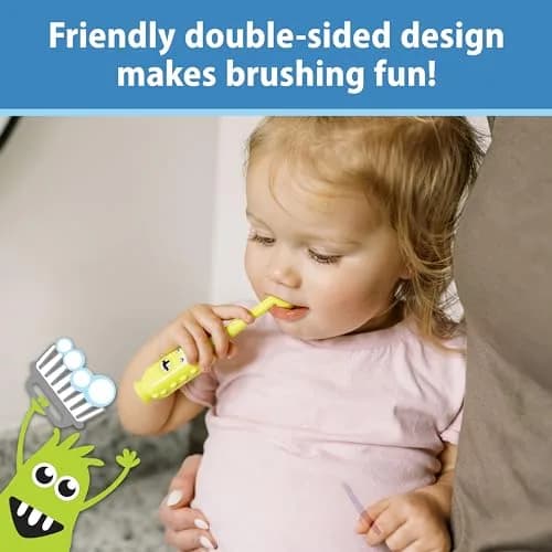 Dr. Brown's ToothScrubber Toddler Toothbrush, Triple-Sided Training Brush with Suction Cup, Green Monster, Ages 1-4, 1 Count (Pack of 12) | Baby Oral Care thumbnail 8