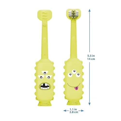 Dr. Brown's ToothScrubber Toddler Toothbrush, Triple-Sided Training Brush with Suction Cup, Green Monster, Ages 1-4, 1 Count (Pack of 12) | Baby Oral Care thumbnail 9
