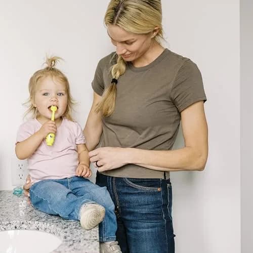 Dr. Brown's ToothScrubber Toddler Toothbrush, Triple-Sided Training Brush with Suction Cup, Green Monster, Ages 1-4, 1 Count (Pack of 12) | Baby Oral Care thumbnail 2