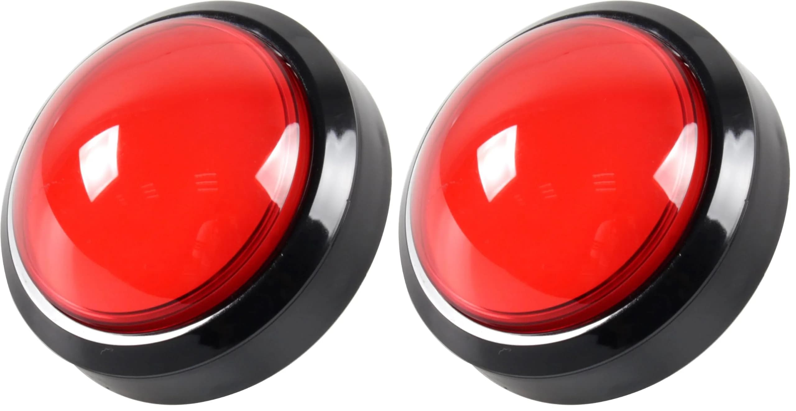 EG STARTS 100mm Big Dome LED Arcade Buttons (Pack of 2) | Red, DC 12V, Illuminated Push Button for DIY Games — Pack of 2