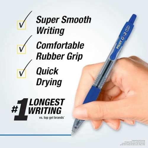 PILOT G2 Premium Gel Roller Pens, Blue Ink Bold Point 1.0mm (12-Pack) | Longest Writing Gel Ink Pen thumbnail 2