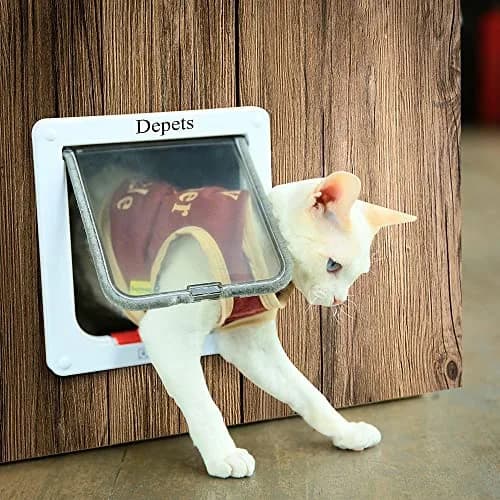 Depets Large Cat Door (Outer 9.9"x9.2") 4-Way Locking Pet Flap for Interior Exterior Doors, Weatherproof (Pack of 2) thumbnail 2