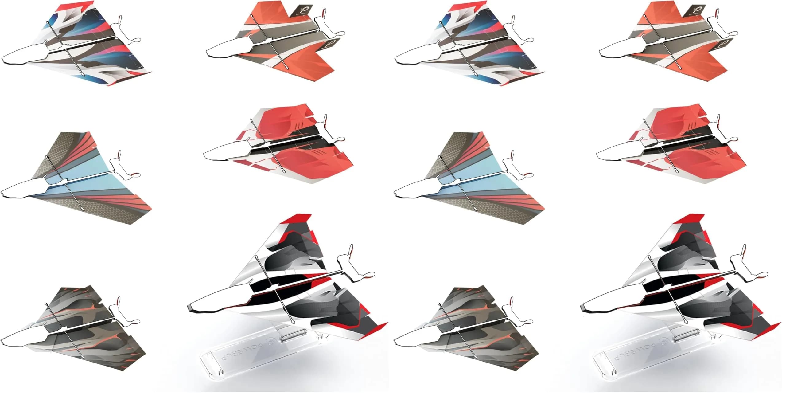 POWERUP Paper Airplane Templates (Pack of 2) | 12 Designs with Waterproof & Tear-Proof DuPont Tyvek Sheets | Includes Display Stand - main product image