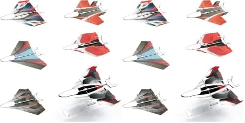 POWERUP Paper Airplane Templates (Pack of 2) | 12 Designs with Waterproof & Tear-Proof DuPont Tyvek Sheets | Includes Display Stand thumbnail 1