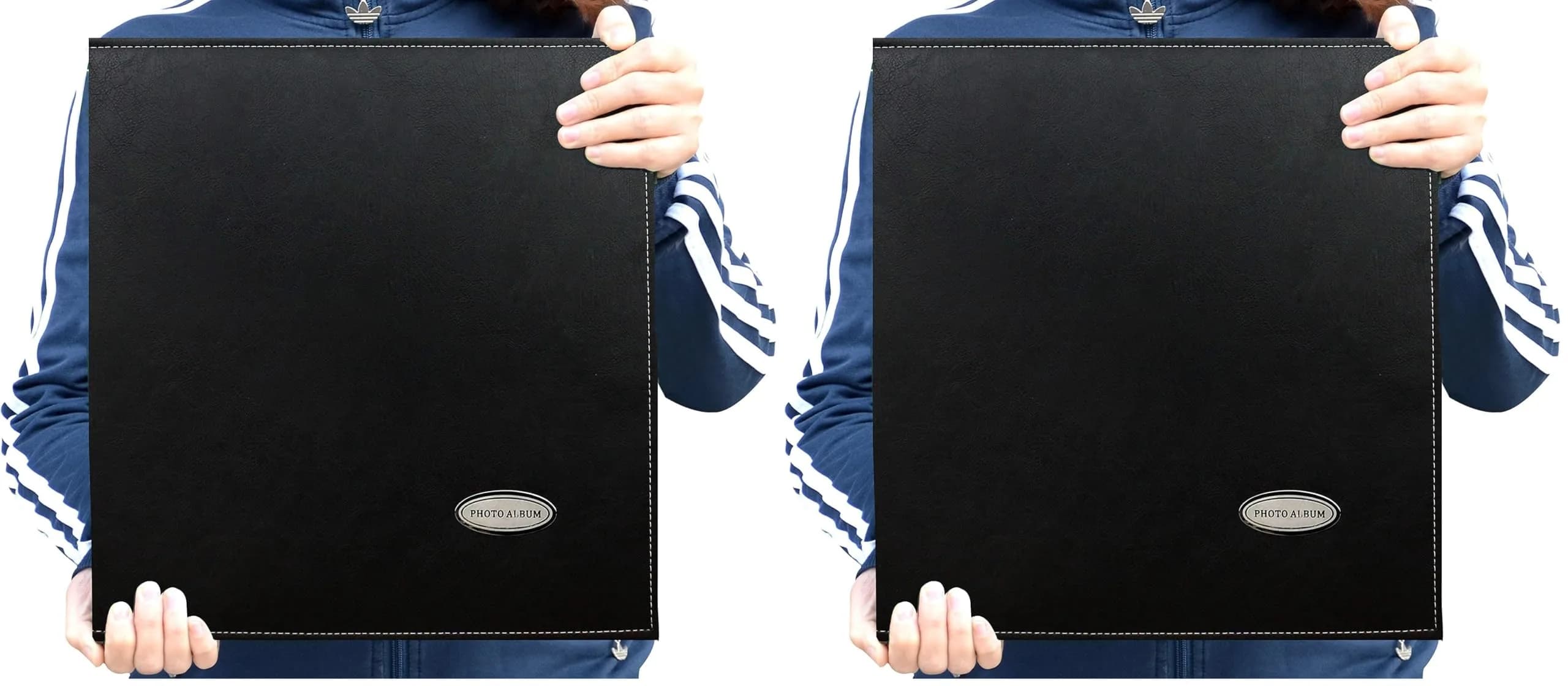 Zoview Self-Adhesive Photo Album Pack of 2 | Holds 3x5 to 8x10 Photos, Black Leather Cover — Black