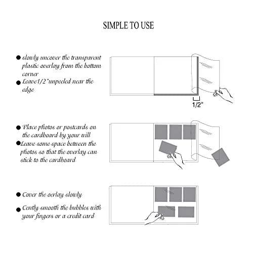 Zoview Self-Adhesive Photo Album Pack of 2 | Holds 3x5 to 8x10 Photos, Black Leather Cover thumbnail 4