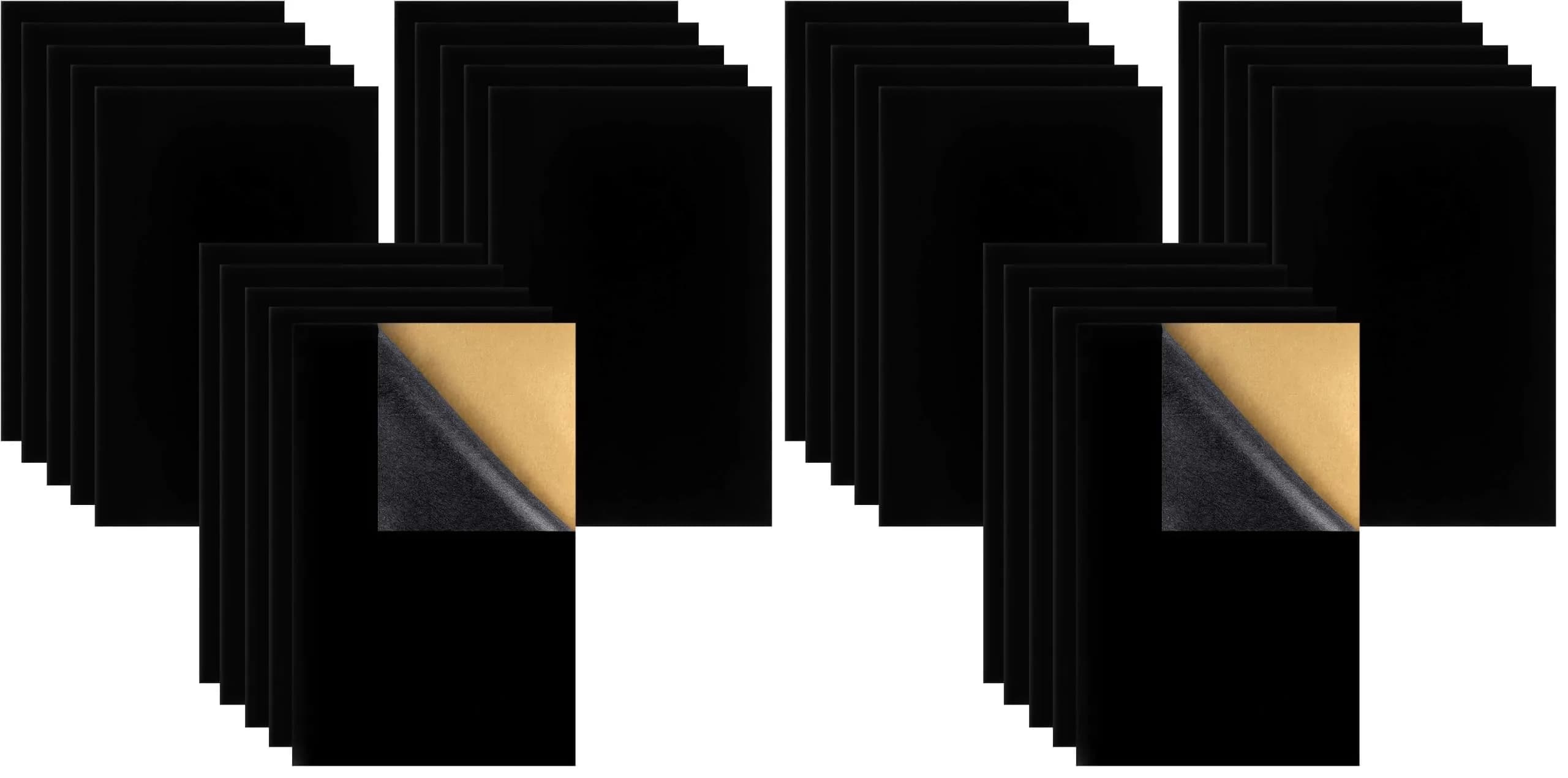Thyores Black Felt Sheets 30cm x 21cm (A4 Size, 2-Pack) | Self-Adhesive Velvet Fabric for Crafts & Drawers - main product image