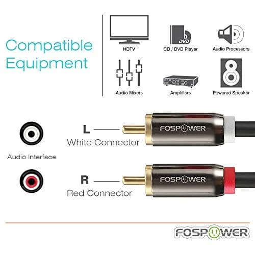FosPower RCA Y-Adapter 2 Male to 1 Male 6 Feet (1.83 m) | Connect Subwoofers & Home Theater thumbnail 3