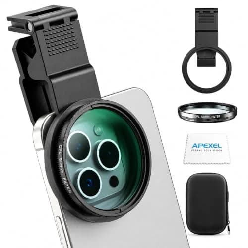 APEXEL 58mm CPL Filter for iPhone & DSLR | HD Circular Polarizer for Mobile & Camera thumbnail 1