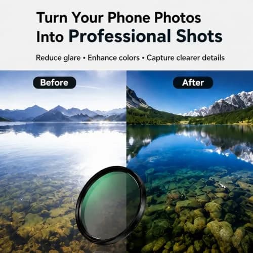 APEXEL 58mm CPL Filter for iPhone & DSLR | HD Circular Polarizer for Mobile & Camera thumbnail 2