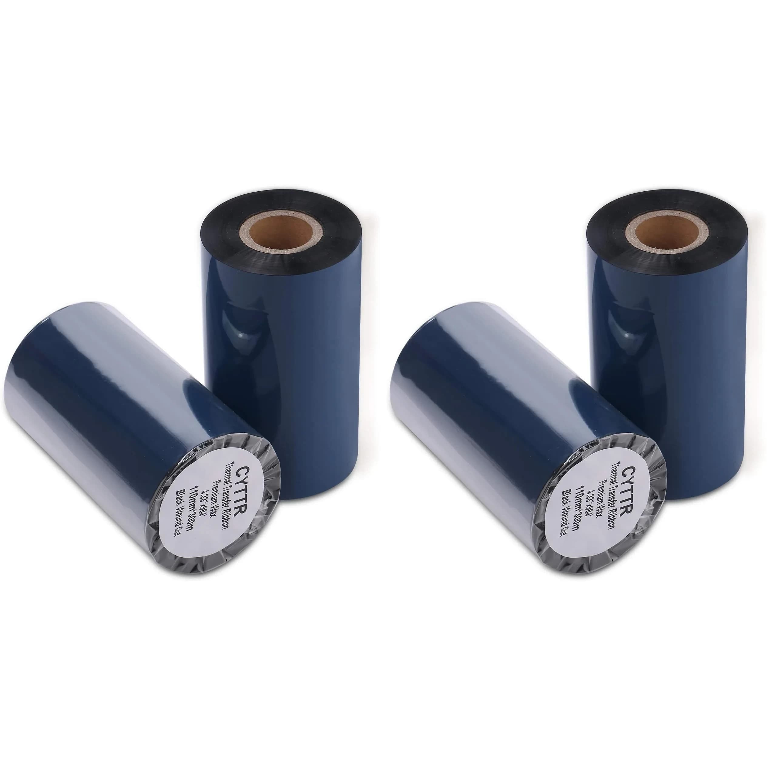 CYTTR Thermal Transfer Ribbon - Premium Resin-Enhanced Wax - 110mm x 300m (4.33" x 984") 1" Core Ink Outside | Pack of 2 Black - main product image