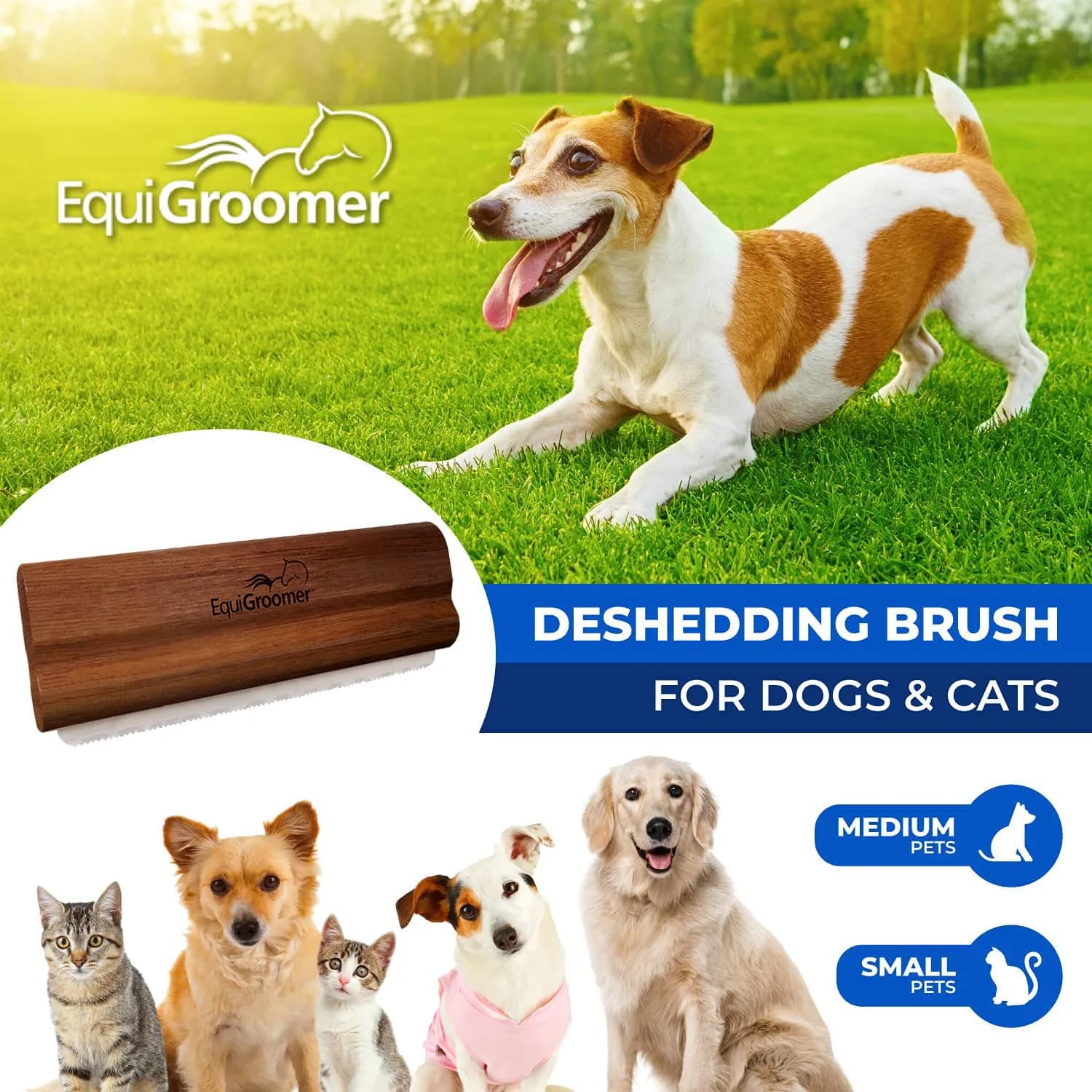 EquiGroomer 5-Inch Deshedding Brush for Dogs & Cats, Mahogany, 2 Pack | Reduces Shedding Up to 95% for All Coat Types - main product image