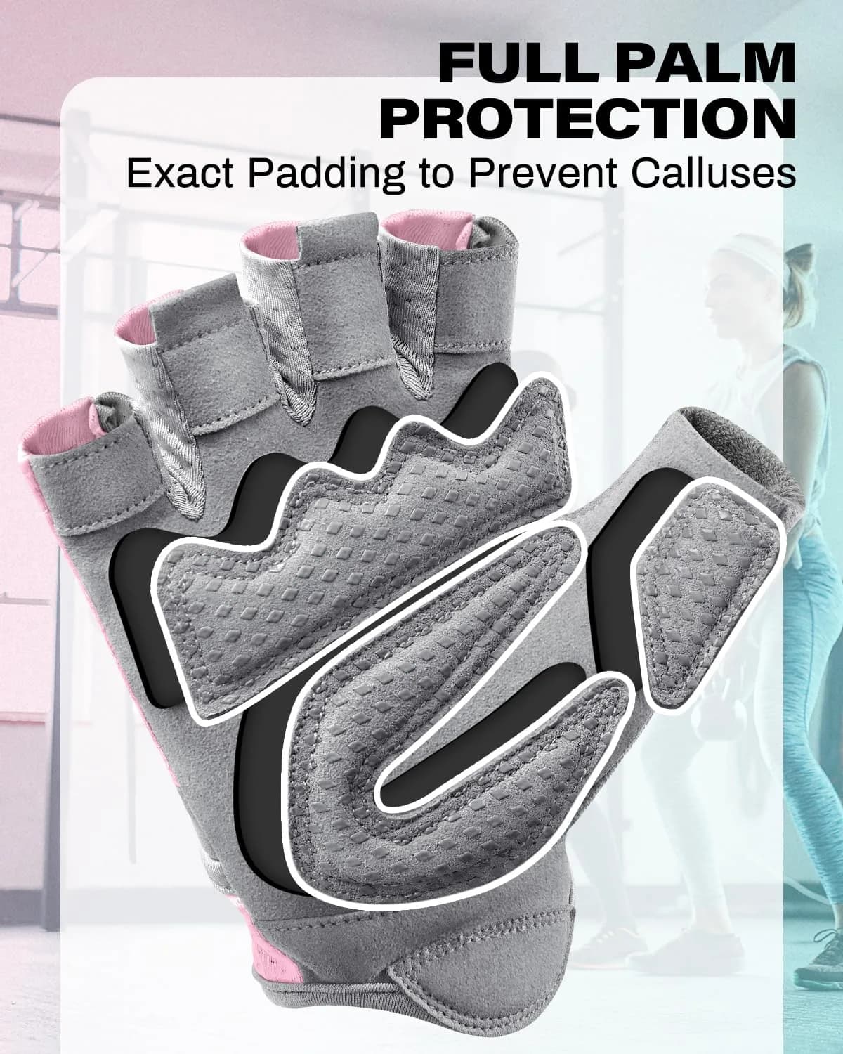 VINSGUIR Medium Pink Workout Gloves (Pack of 3) - Breathable Weight Lifting Gloves - view 4