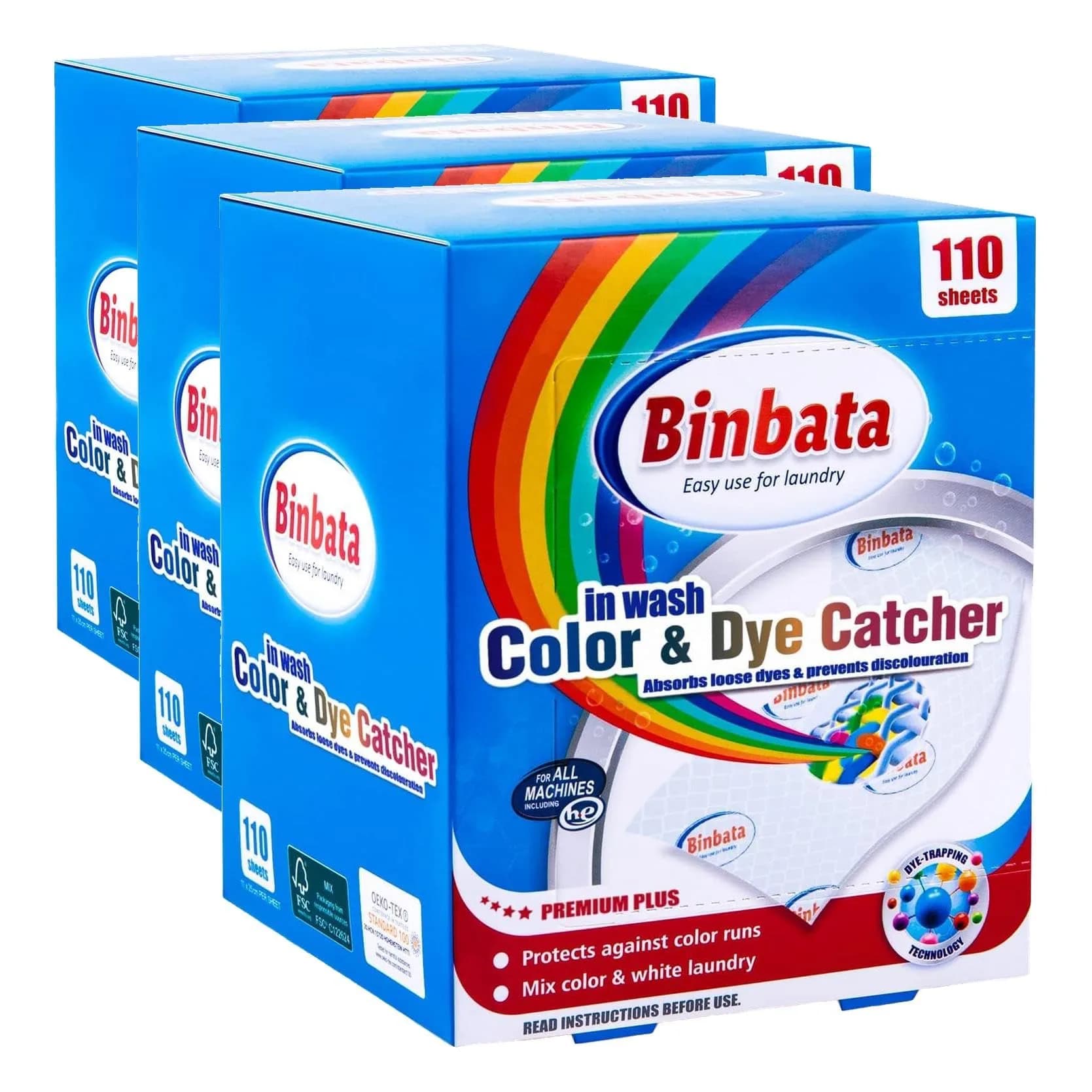 Binbata Color Grasper for Laundry 110 Count | Dye Catcher Sheets for Safe Washing