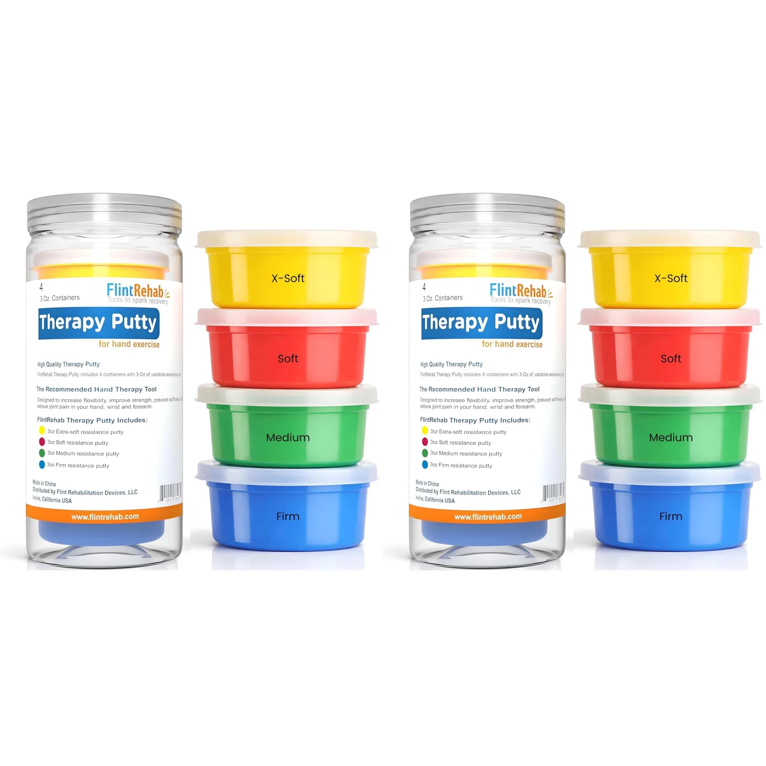 FlintRehab Therapy Putty 6-Pack, 3 oz Each | Hand Exercise Putty for Adults & Kids — Multicolored
