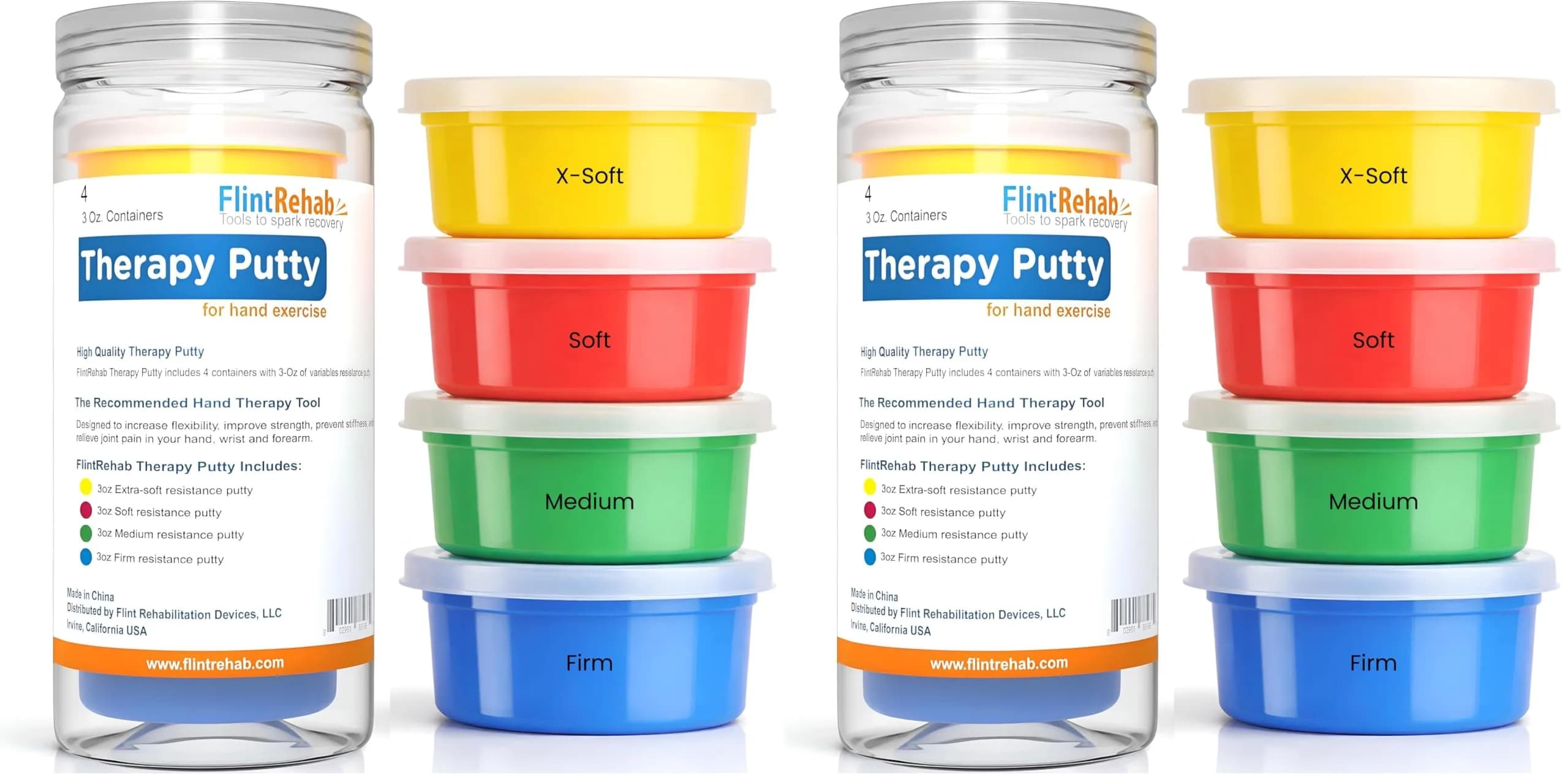 FlintRehab Therapy Putty for Teens & Adults (8 Pack, 24 Oz Total) | Hand Strengthening & Stress Relief