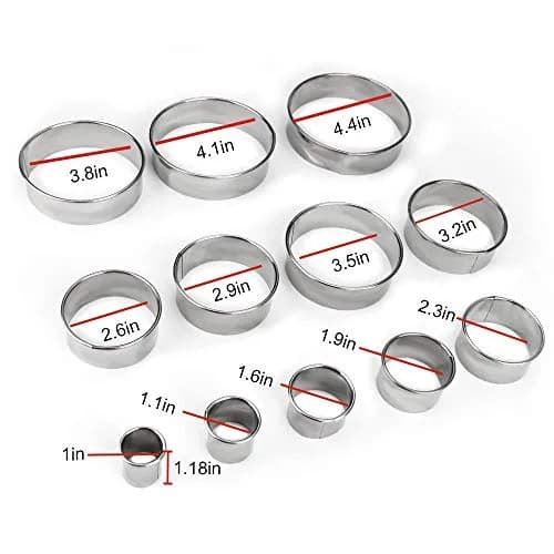 Bukuwa 12-Piece Round Cookie Cutter Set with Tin Box | Graduated Circle Pastry Cutters 2.6cm - 11.3cm thumbnail 3