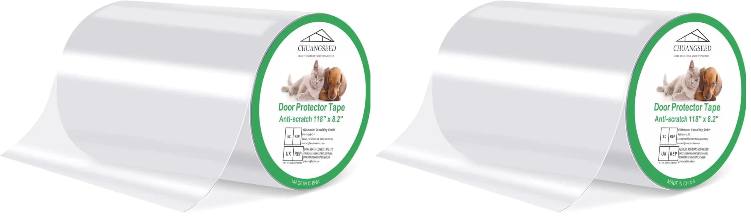 CHUANGSEED Clear 2-Pack Pet Door Scratch Protector 118" x 8.2" | Anti-Scratch Adhesive Guard for Doors & Frames - main product image