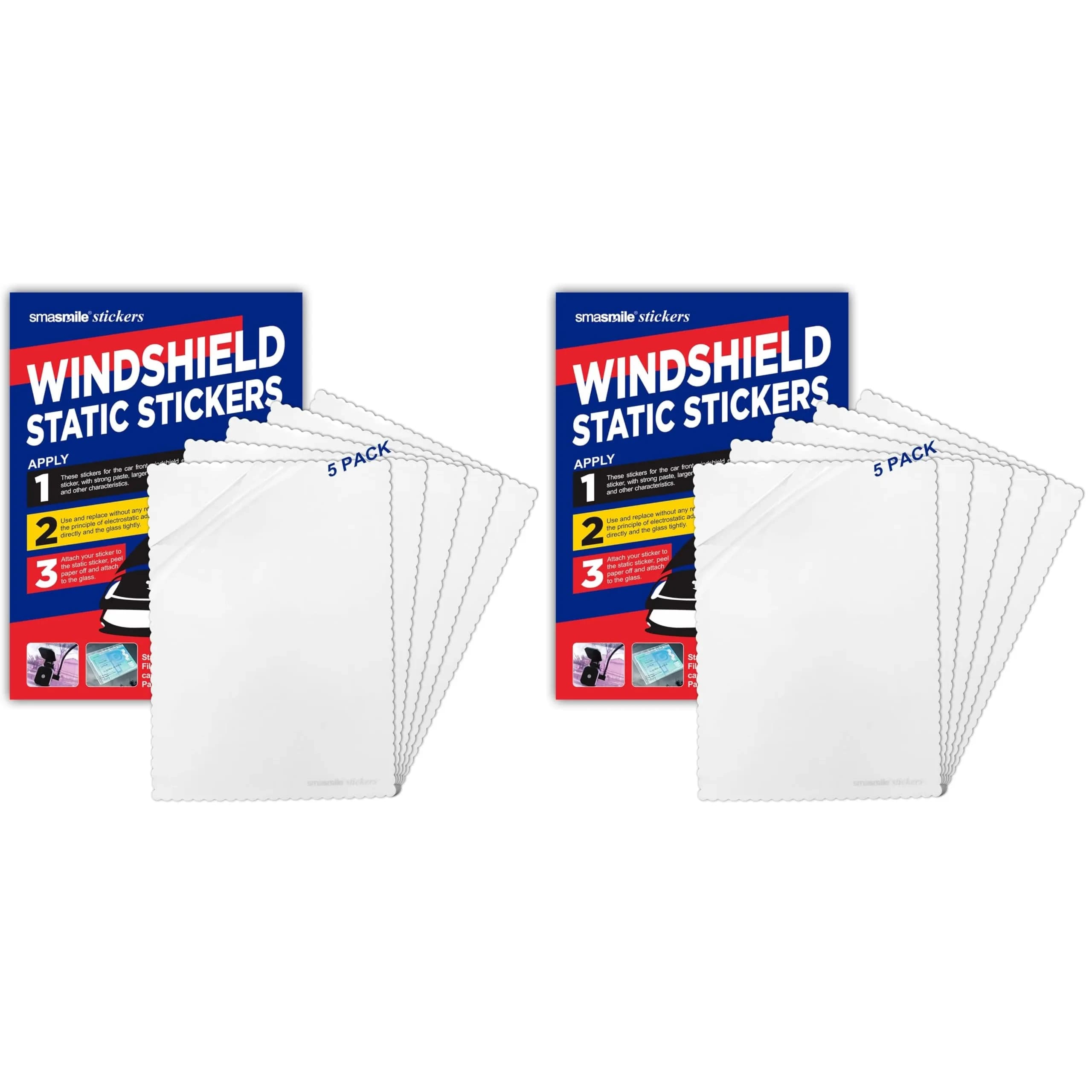 SMASMILE Static Cling Windshield Sticker Applicator 10 Pack 5"x7" | Reusable & Residue-Free — Transparency