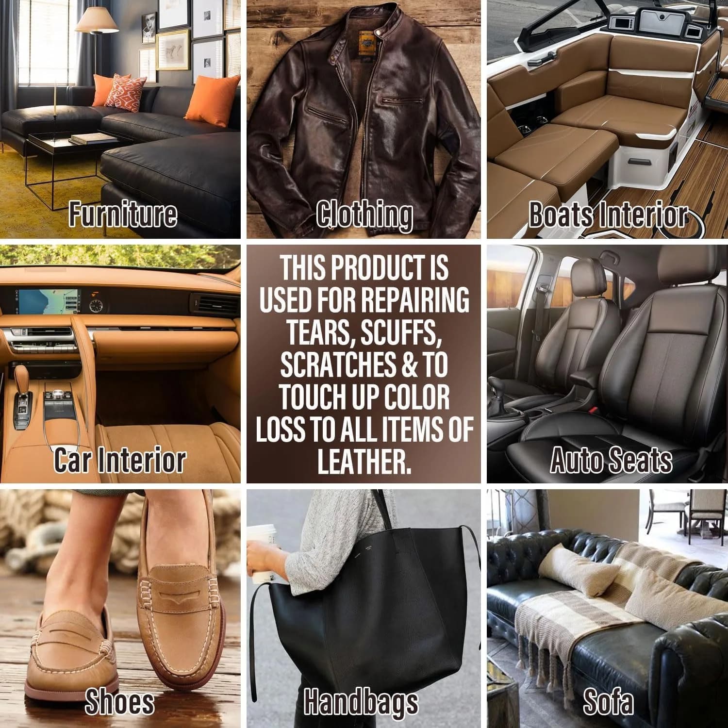 ARCSSAI ARCSSAL Leather Repair Kit for Furniture, Sofa, Jacket, Car Seats & Purse | 10 Colors, Pack of 2 - view 7