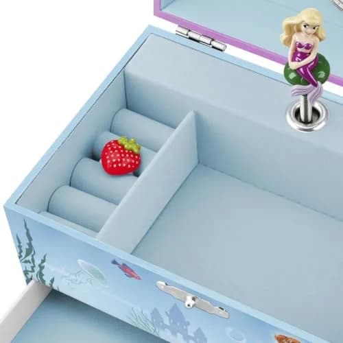 RR ROUND RICH DESIGN Kids Musical Jewelry Box for Girls Light Blue | Mermaid Princess Melody thumbnail 3