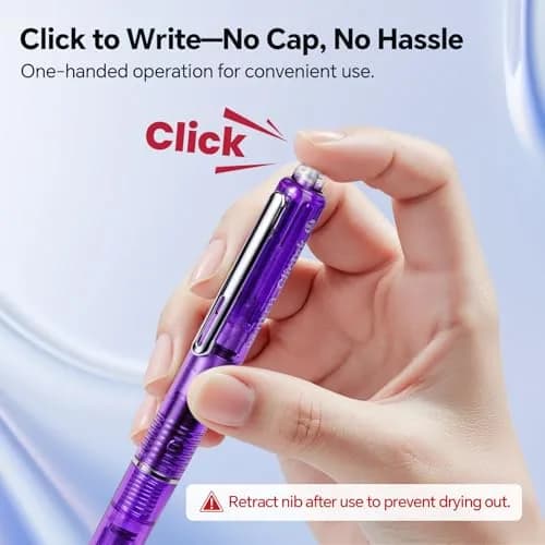 WRITECH Clictek Retractable Fountain Pen Medium Nib Black Ink, 10 Cartridges | Smooth Writing for Students & Professionals thumbnail 2