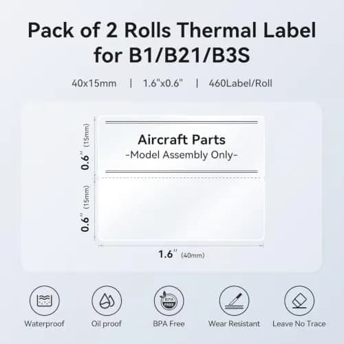 NIIMBOT 2 Roll Set Clear Label, 2 Rows 0.6" x 1.6" (15x40mm) | Waterproof, Tearproof, for Home & Business thumbnail 3