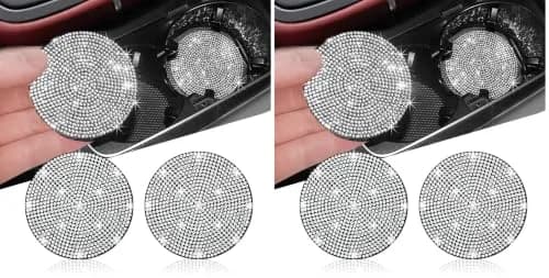 NBTEPEM Bling Car Cup Holder Coasters 7 cm (2.75 inches) | Pack of 4 Crystal Rhinestone Automotive Interior Accessories thumbnail 1