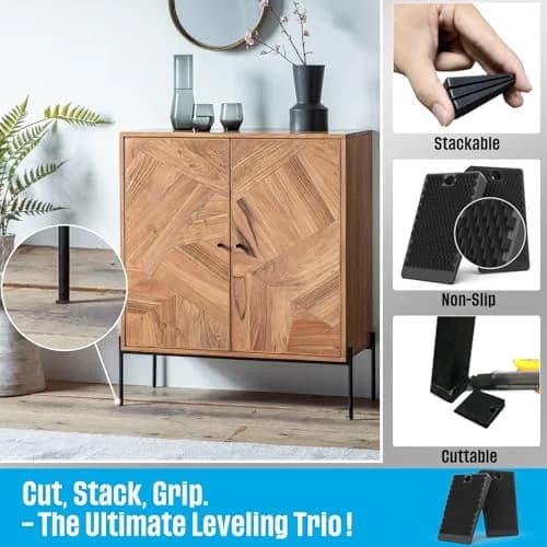 YARKOR Black Furniture Levelers 2" (5 cm) Wedge Shims | Pack of 2 (64 Total Pieces) thumbnail 6